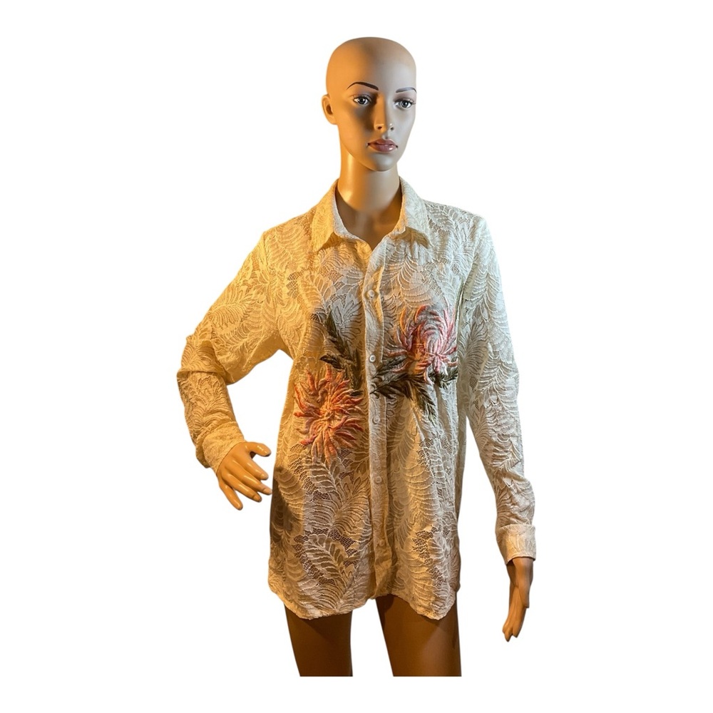 Tell Your Friends Women’s Beige Weekend Stories Lace Shirt Size XS